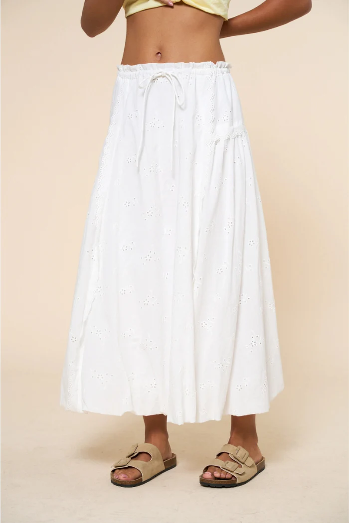 Ivory Eyelet Maxi Skirt