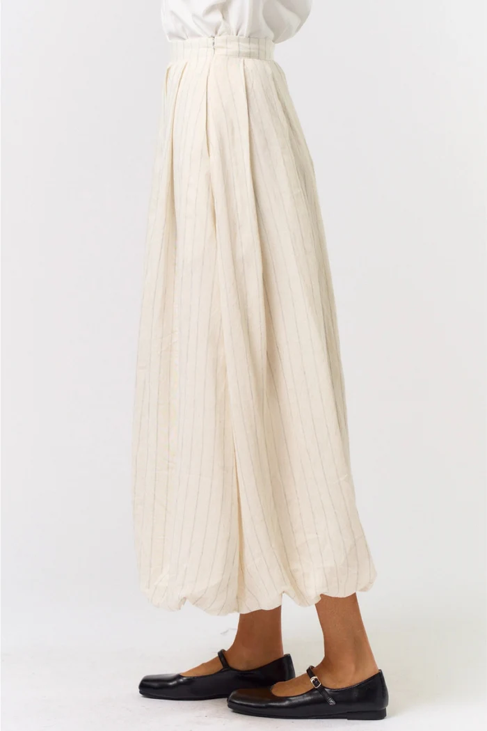 Ivory Pinstripe Bubble Maxi Skirt - Image 3