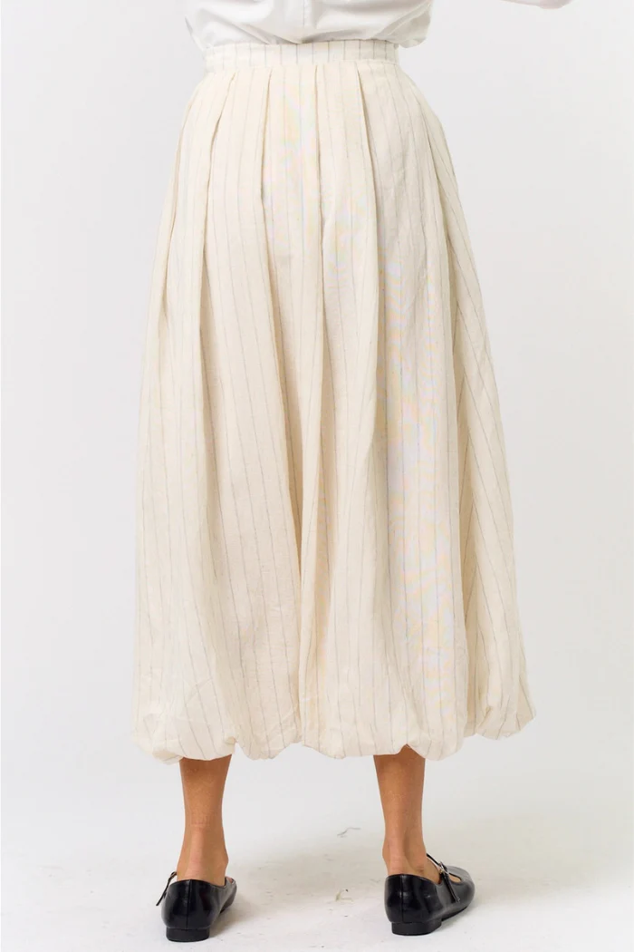 Ivory Pinstripe Bubble Maxi Skirt - Image 4