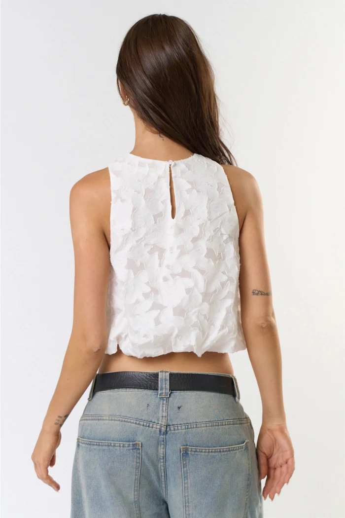 Jacquard Cropped Bubble Top - Image 3