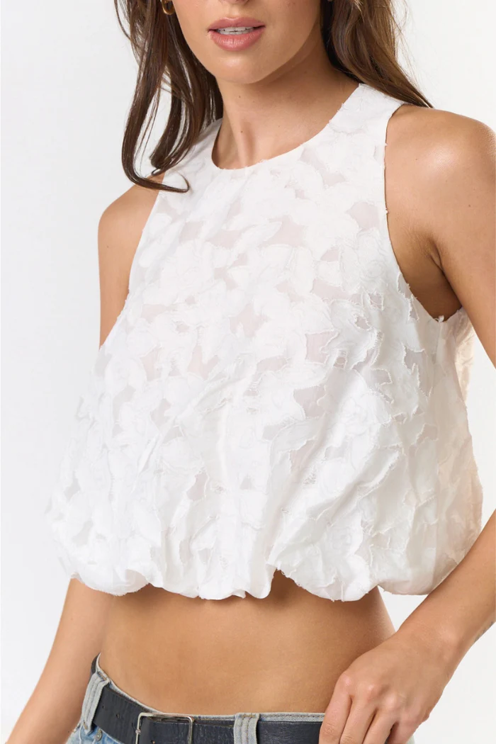 Jacquard Cropped Bubble Top - Image 4