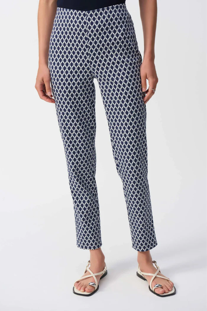 Jacquard Geometric Print Slim Fit Pants - Image 2