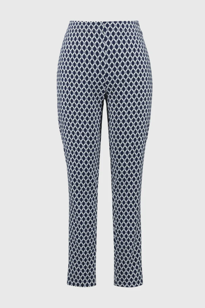 Jacquard Geometric Print Slim Fit Pants - Image 5