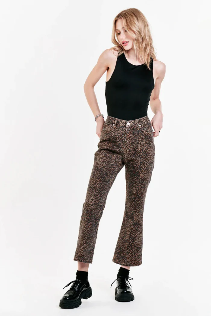 Jeanne Super High Rise Cropped Flare Jeans - Image 4