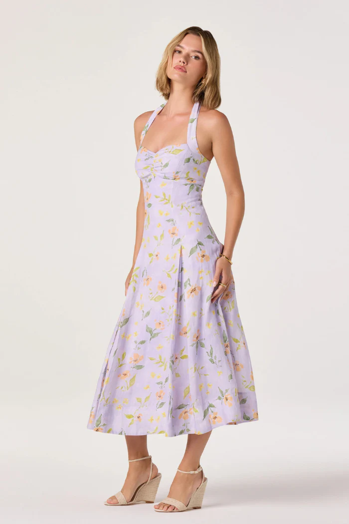 Jesenia Halter Floral Midi Dress - Image 4