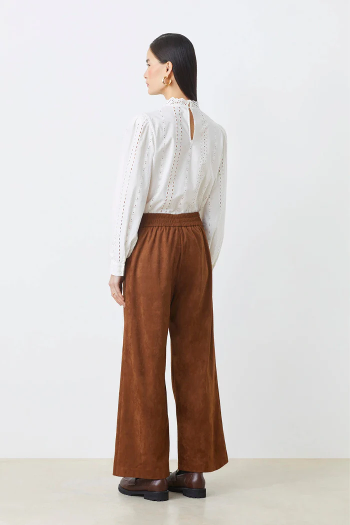 Johan Wide Leg Faux Suede Pants - Image 3