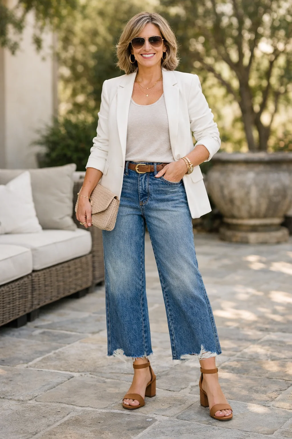 Judy Blue High Waist Rigid Magic Destroy Hem Crop Wide Leg Jeans