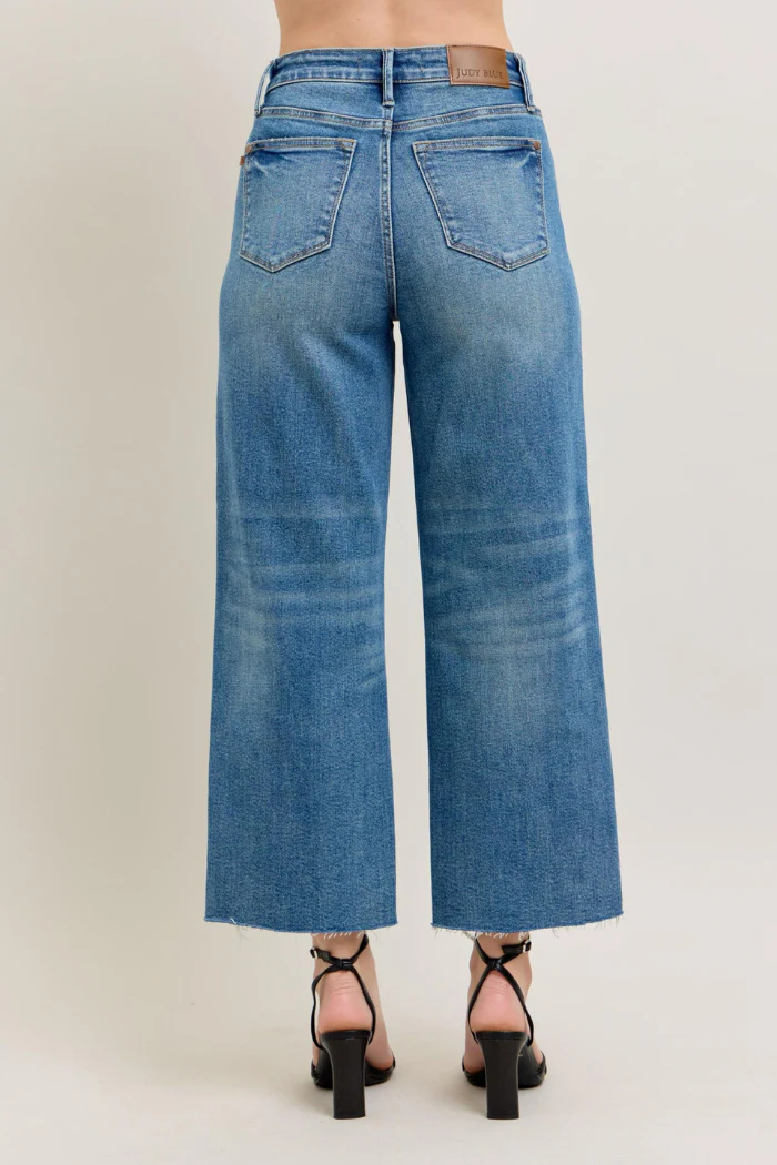 Judy Blue High Waist Rigid Magic Destroy Hem Crop Wide Leg Jeans - Image 10