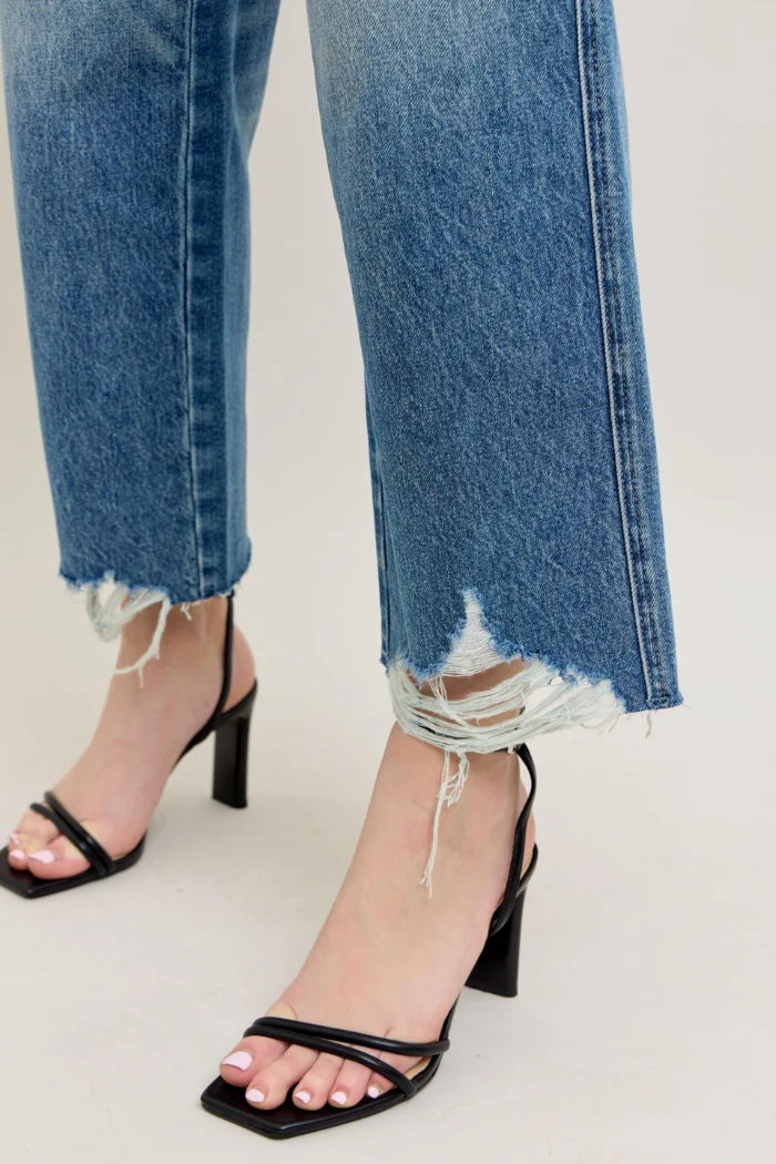 Judy Blue High Waist Rigid Magic Destroy Hem Crop Wide Leg Jeans - Image 7