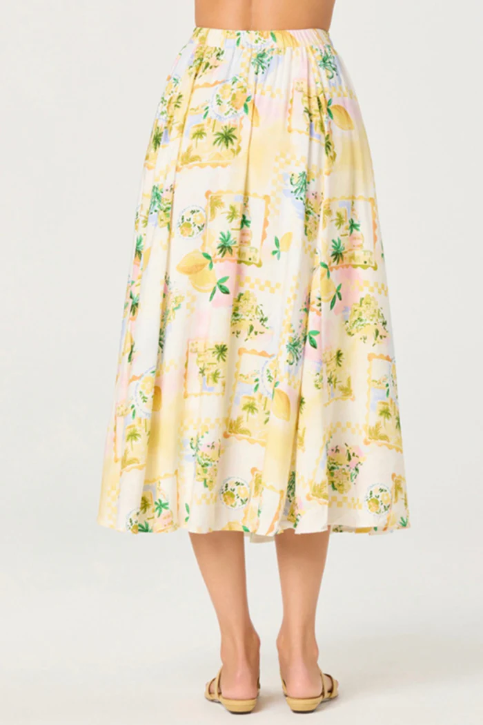 ASTR the Label Kaleigh Lemon Floral Midi Skirt | Tropical Citrus Print - Image 3