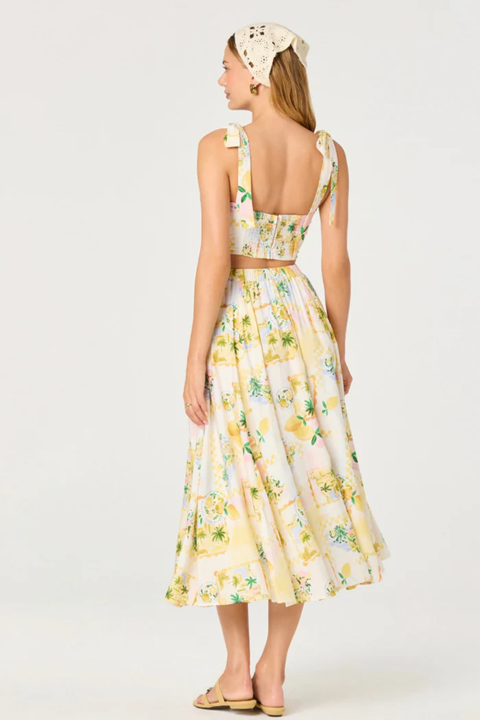 ASTR the Label Kaleigh Lemon Floral Midi Skirt | Tropical Citrus Print - Image 4