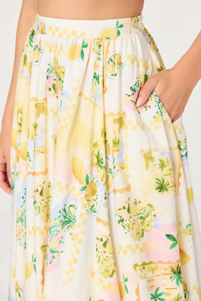 ASTR the Label Kaleigh Lemon Floral Midi Skirt | Tropical Citrus Print - Image 6