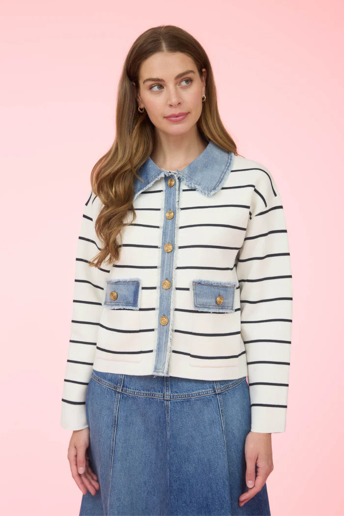 Nautical Striped Knit Jacket