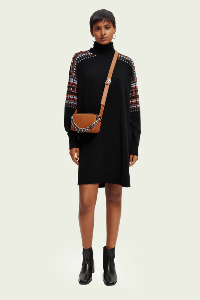 Knitted Ikat Turtleneck Mini Dress - Image 2