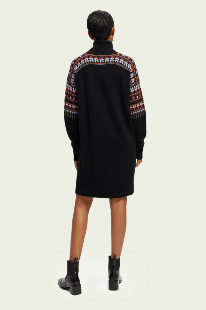Knitted Ikat Turtleneck Mini Dress - Image 3