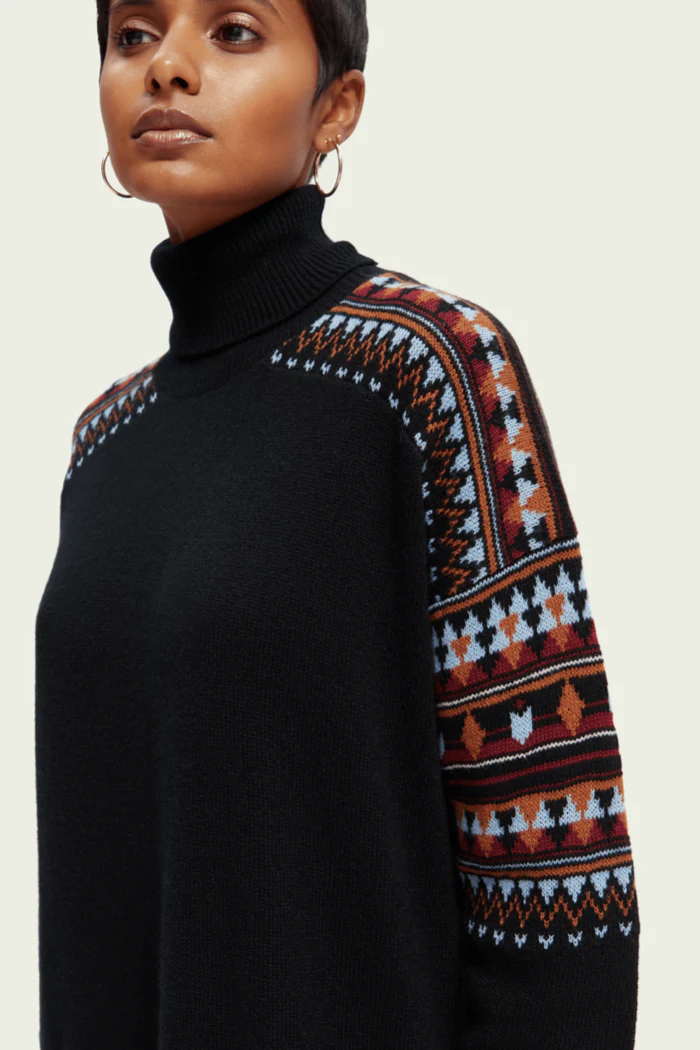 Knitted Ikat Turtleneck Mini Dress - Image 5