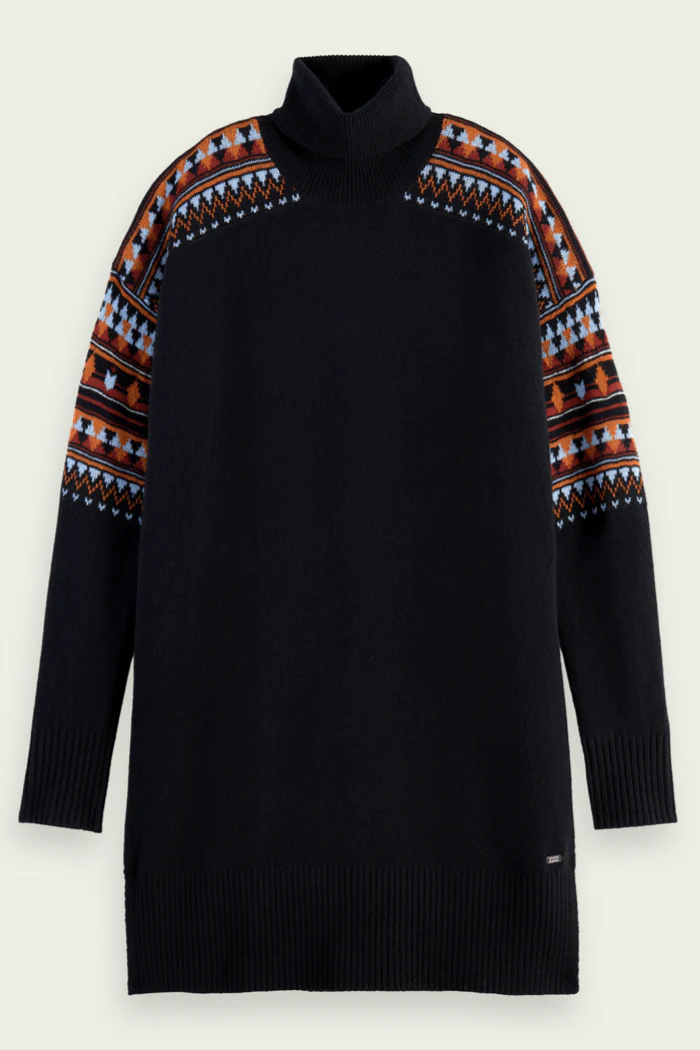 Knitted Ikat Turtleneck Mini Dress - Image 6