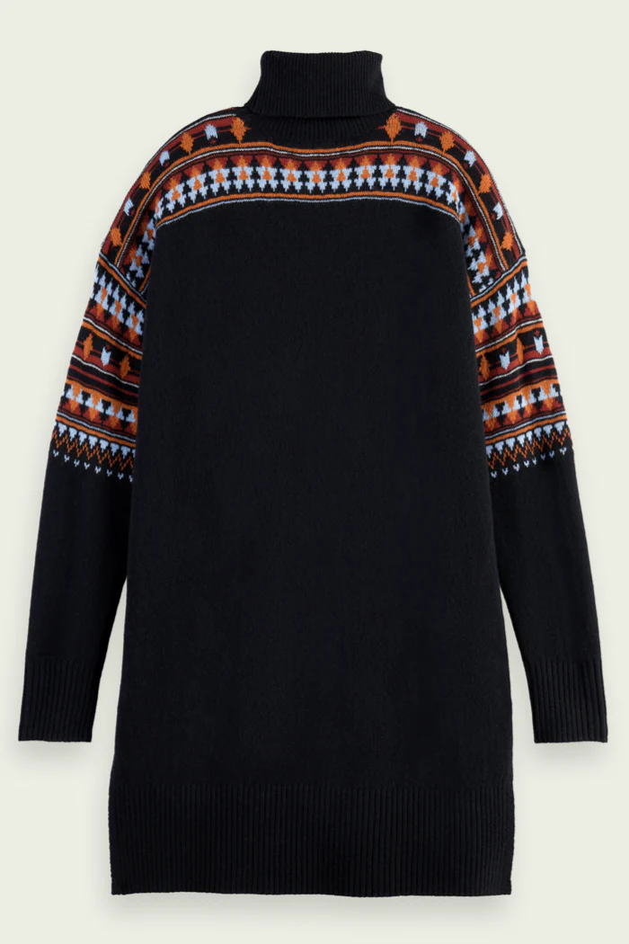 Knitted Ikat Turtleneck Mini Dress - Image 7