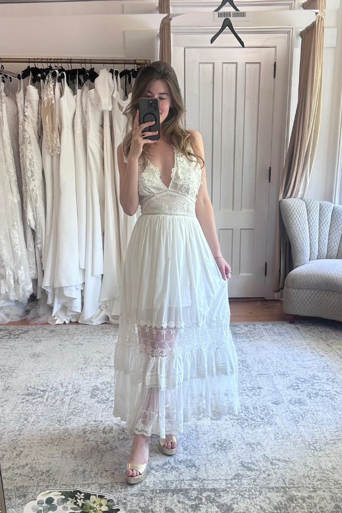 Lace & Woven Maxi Dress