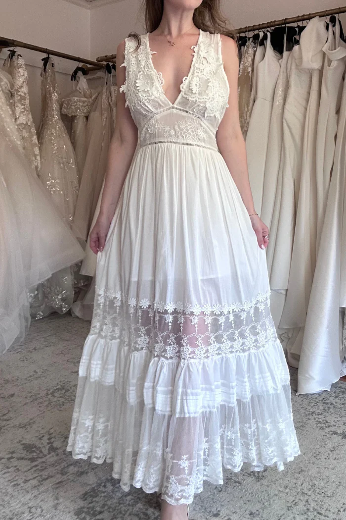 Lace & Woven Maxi Dress - Image 2