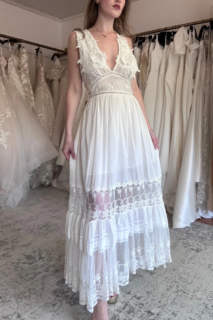 Lace & Woven Maxi Dress - Image 3