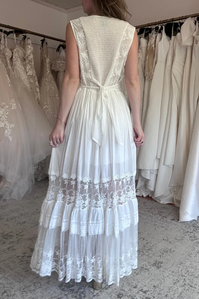 Lace & Woven Maxi Dress - Image 4