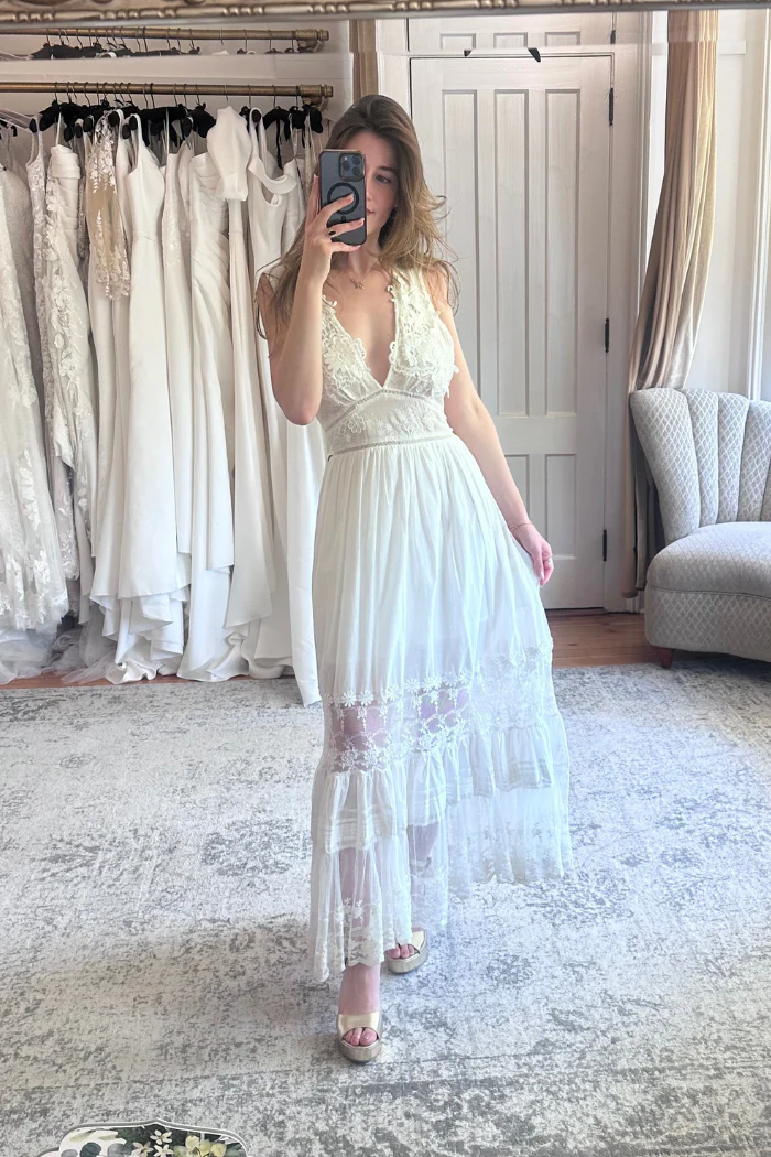 Lace & Woven Maxi Dress - Image 6