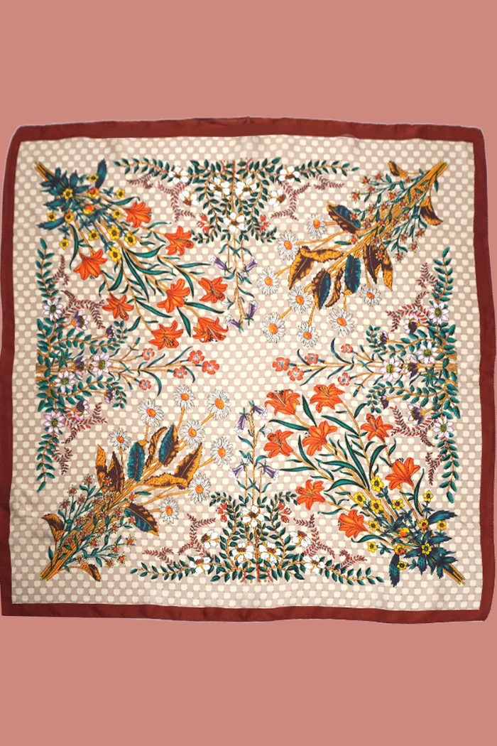 Large Floral Print Bandana Scarf - Image 3
