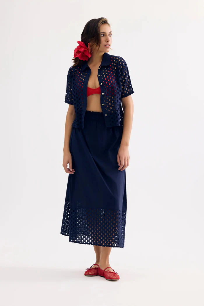 Laura Openwork Short Sleeve Blouse - Image 3