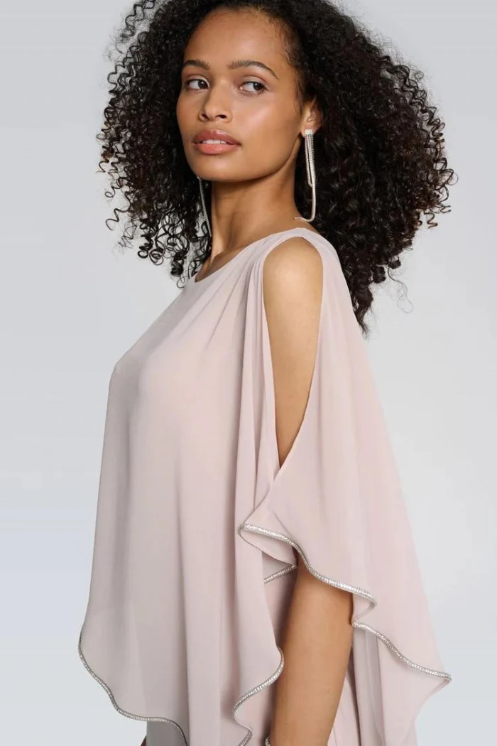 Layered Dress With Cape Overlay - Image 14