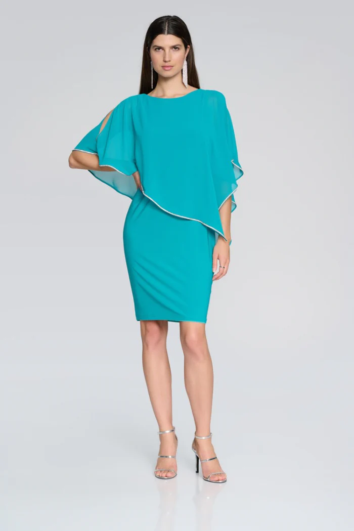 Layered Dress With Cape Overlay - Image 18