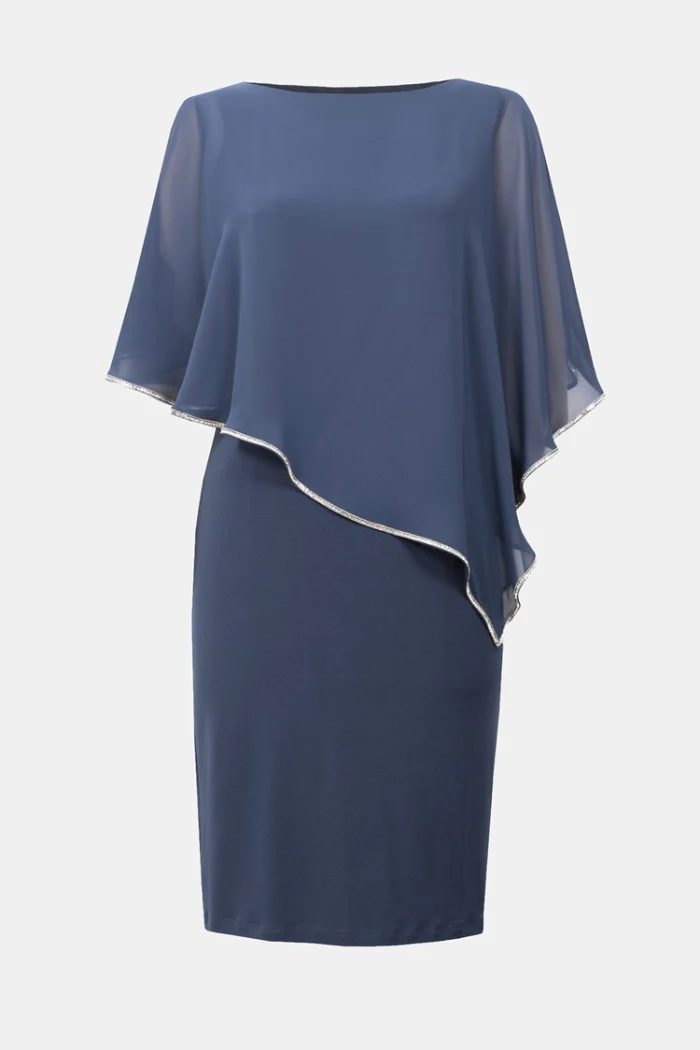 Layered Dress With Cape Overlay - Image 20