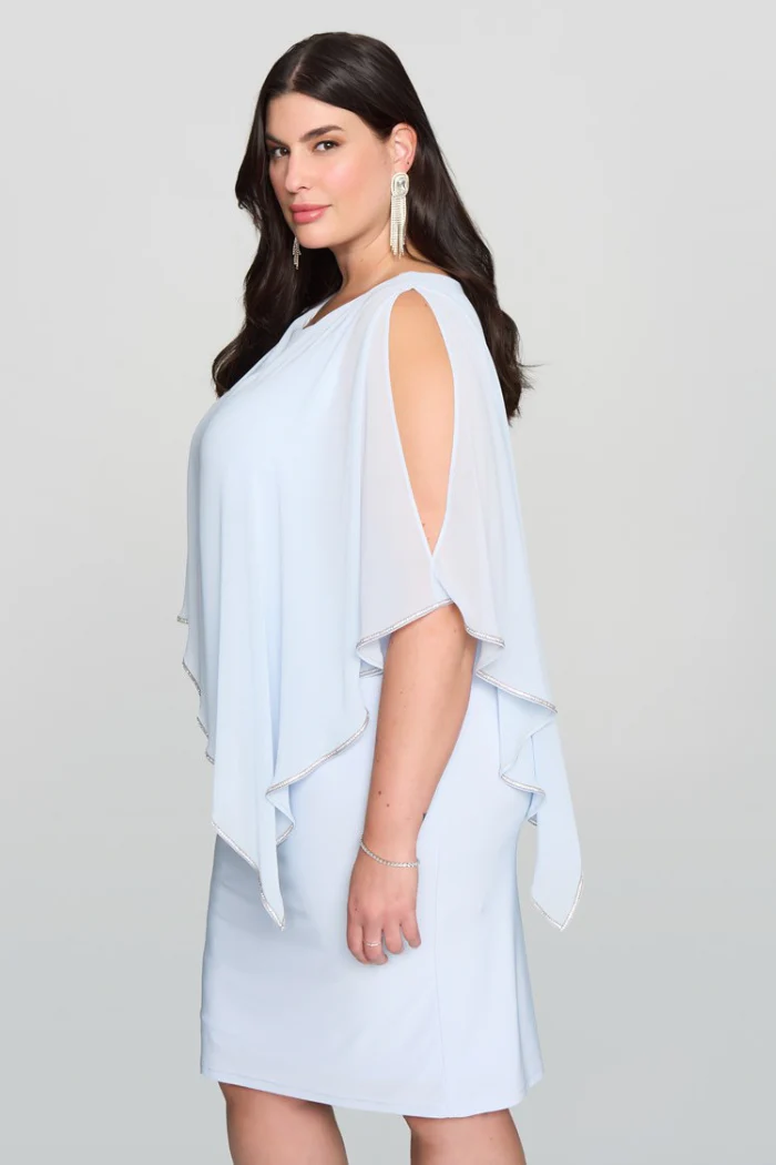 Layered Dress With Cape Overlay - Image 6