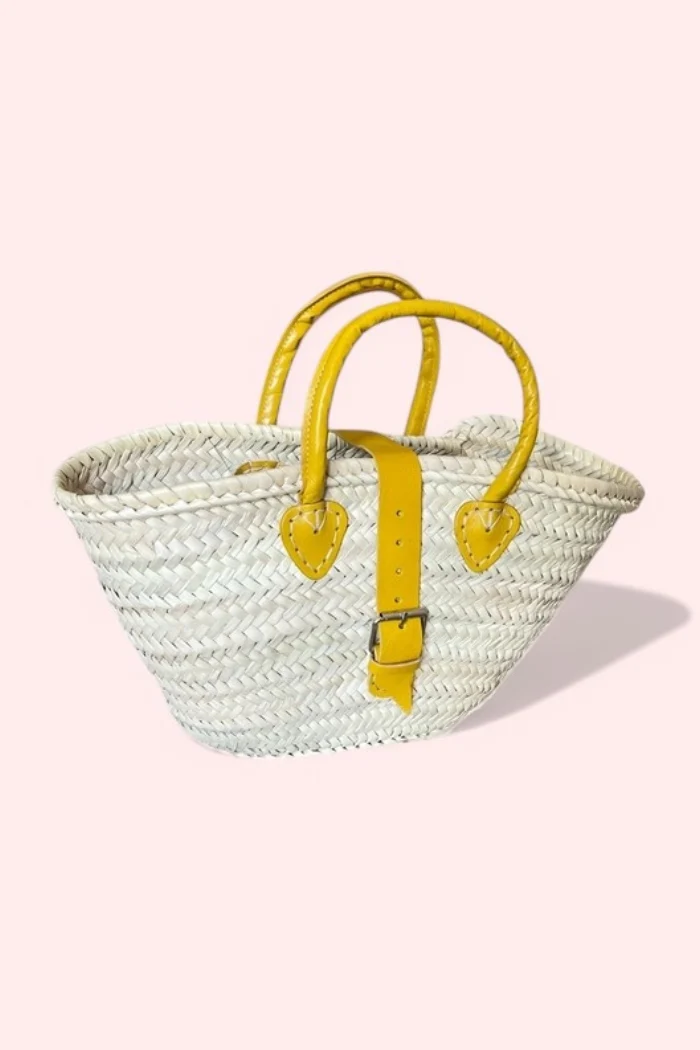 Leather Handle Basket Bag
