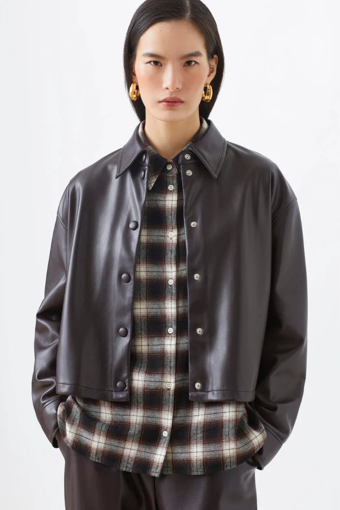 Lennox Faux Leather Cropped Blouse