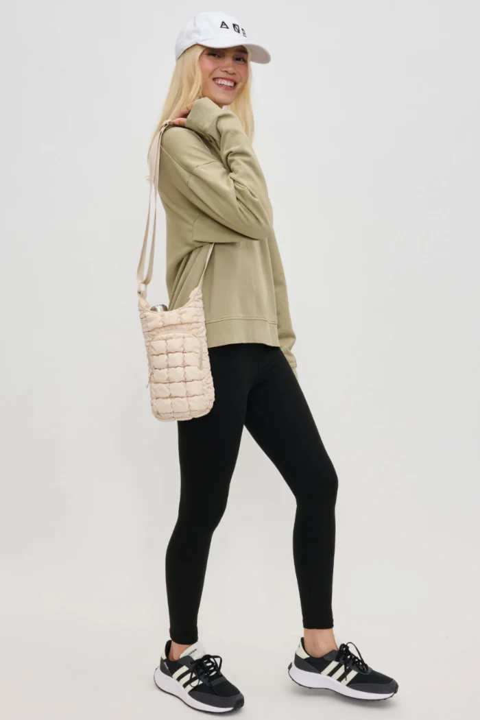 Let It Flow Quilted Puffer Crossbody - Cream - Image 3