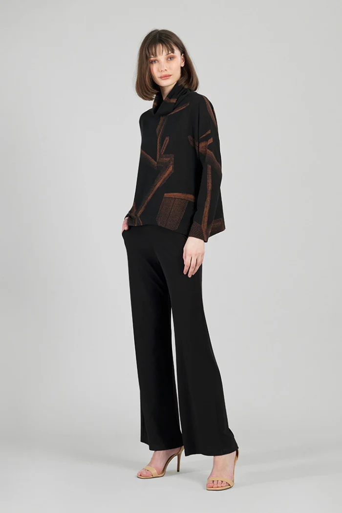Linear Geo Print Turtle Neck Sweater - Image 2