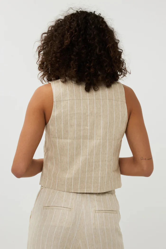 Linen Stripe Vest - Image 3