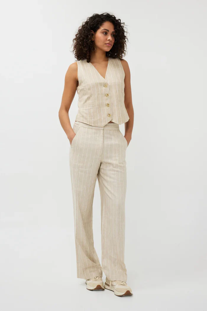 Linen Stripe Vest - Image 4