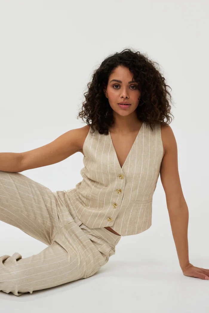 Linen Stripe Vest - Image 5