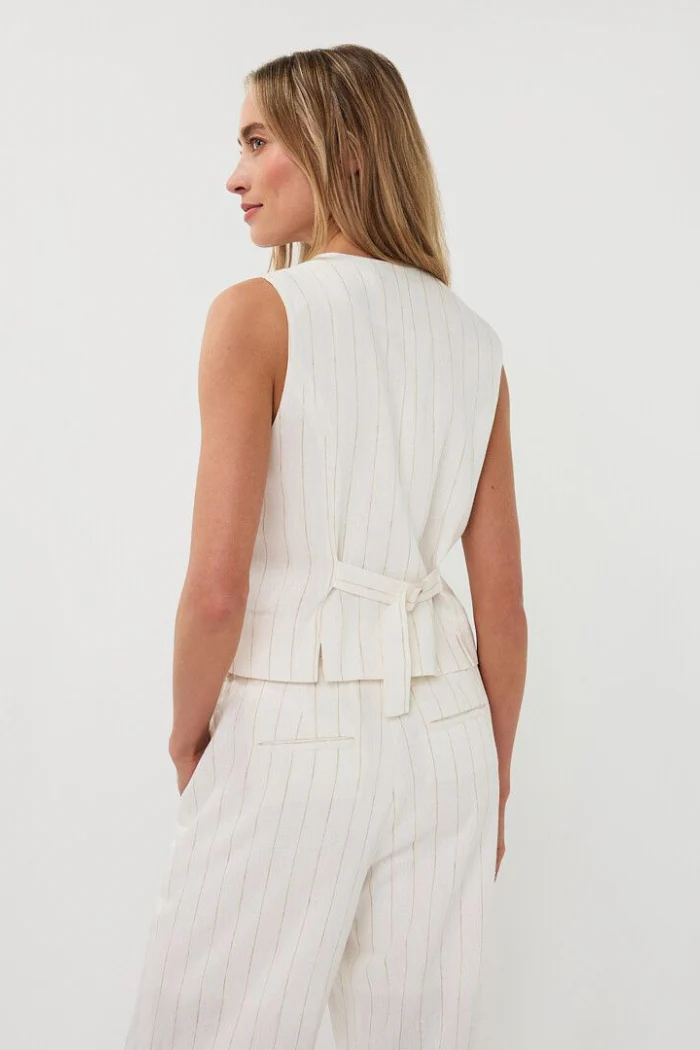 Linen Striped Vest - Image 3