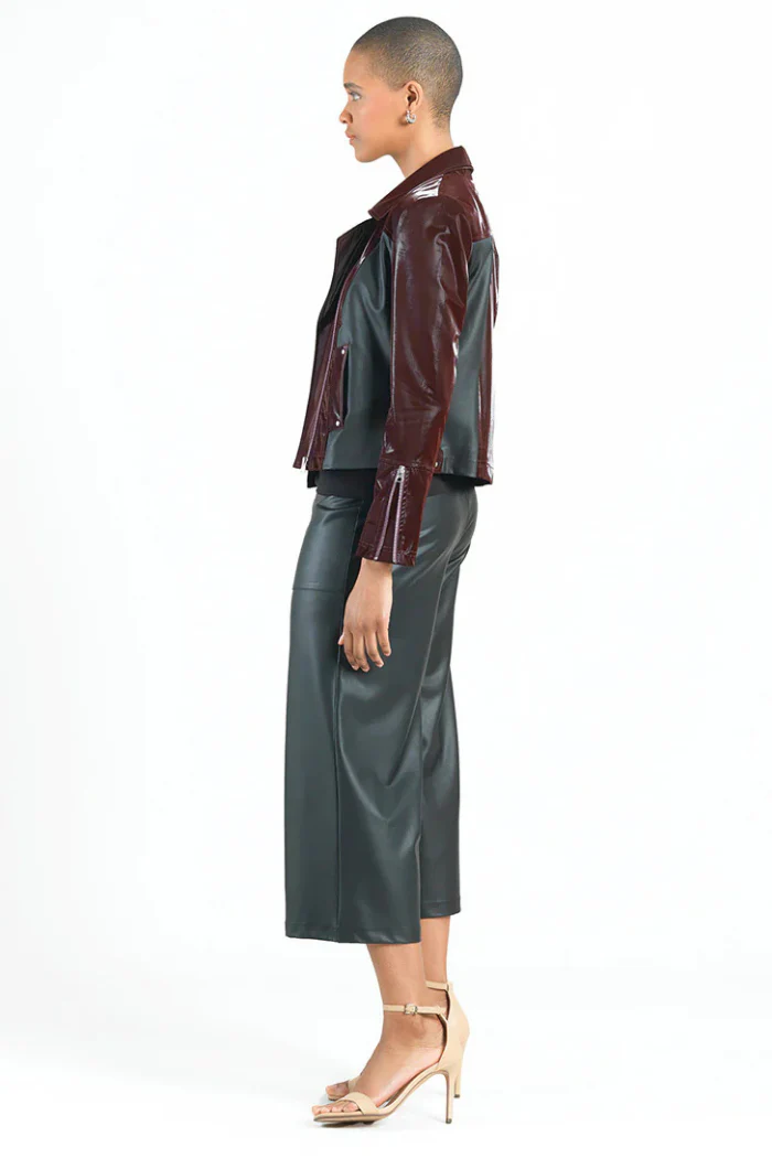 Liquid Leather ™ Panel Zip Cuff Pocket Jacket - Mulberry - Image 6