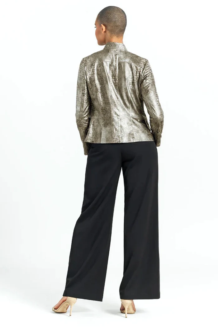 Liquid Leather ™ Textured Biker Jacket - Croc Print - Image 5