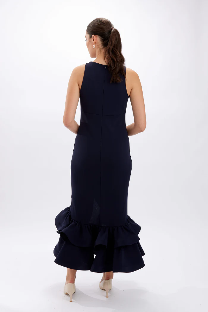 Long Evening Dress with Ruffle Hem Detail - Image 5