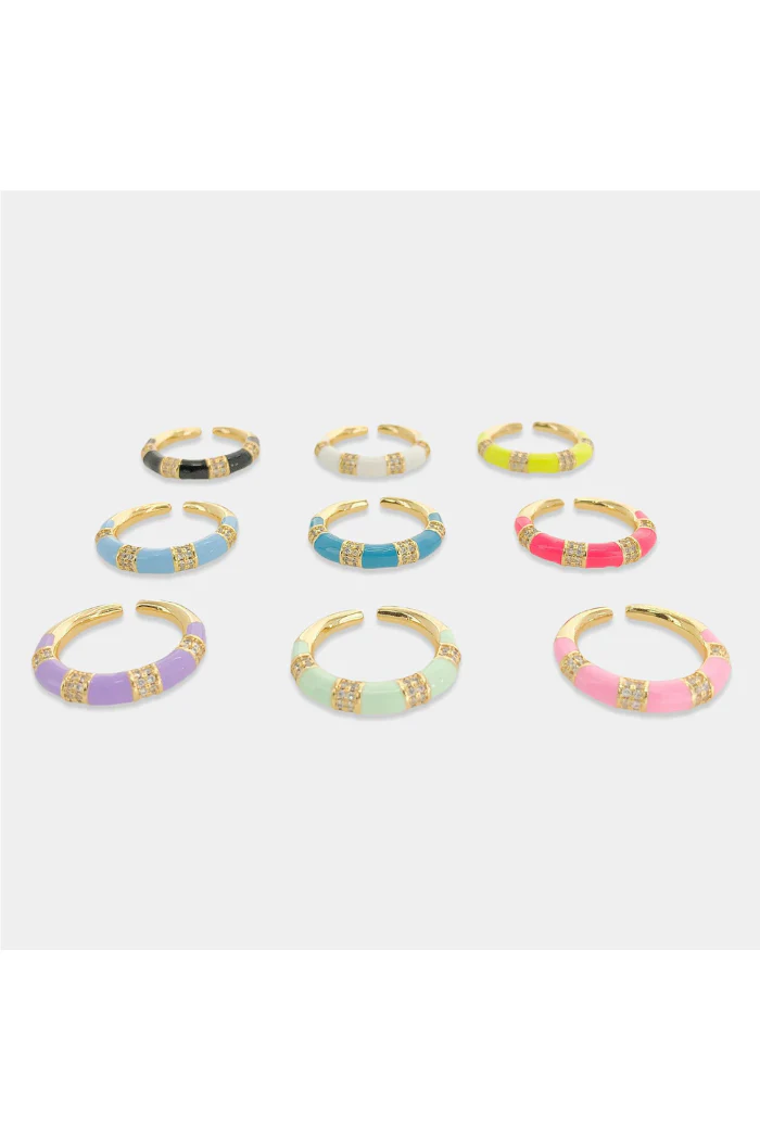 Luxe Striped Enamel Ring - Image 5