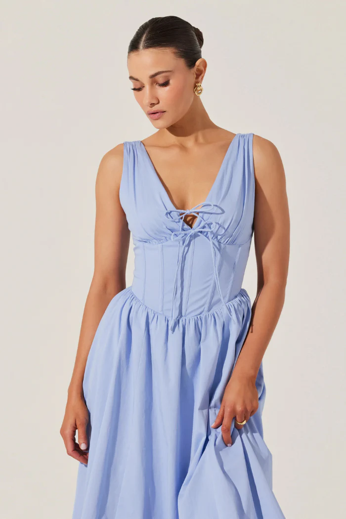 Maili Corset Poplin Midi Dress - Image 2