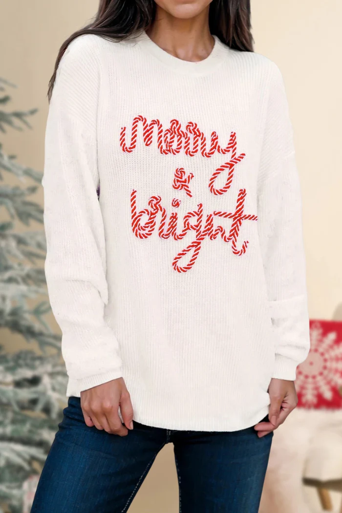 Merry & Bright Christmas Graphic Sweater - Image 2