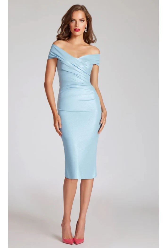 Metallic Taffeta Ruched Dress