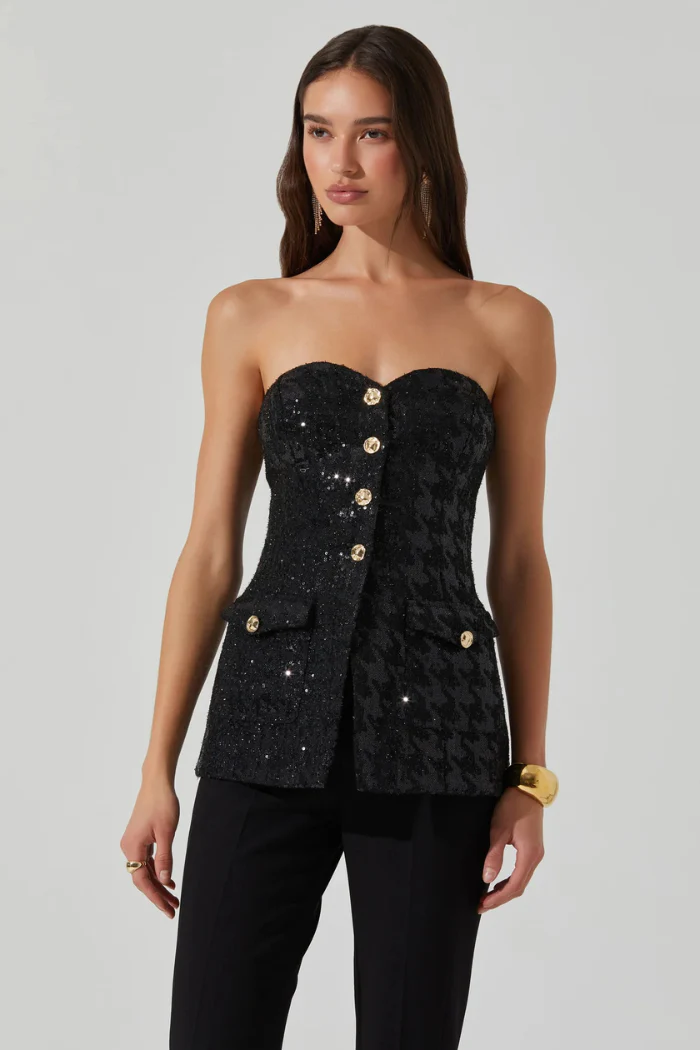 Milani Tweed Houndstooth Sequin Top - Image 6