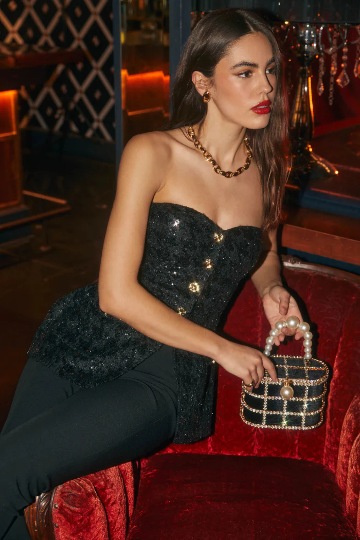 Milani Tweed Houndstooth Sequin Top - Image 7